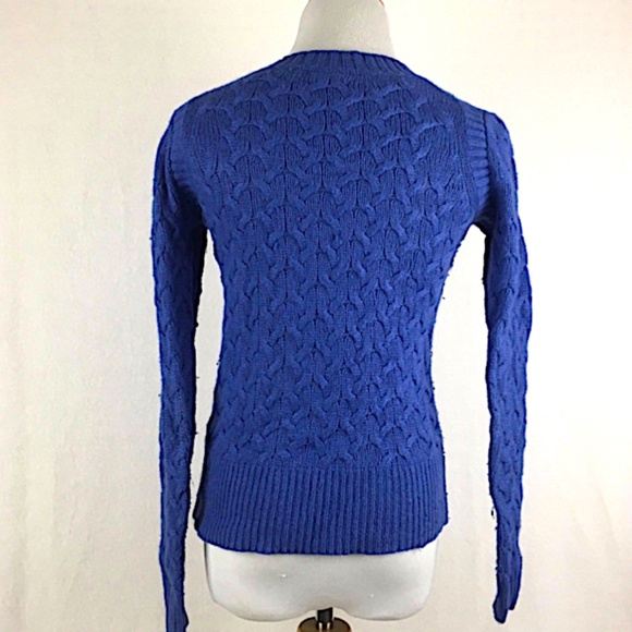 J.Crew Classic Blue Cable-Knit Crewneck Sweater - Picture 8 of 12